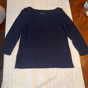 Loft Ladies Size S Black 3/4 Sleeve Knit Top
